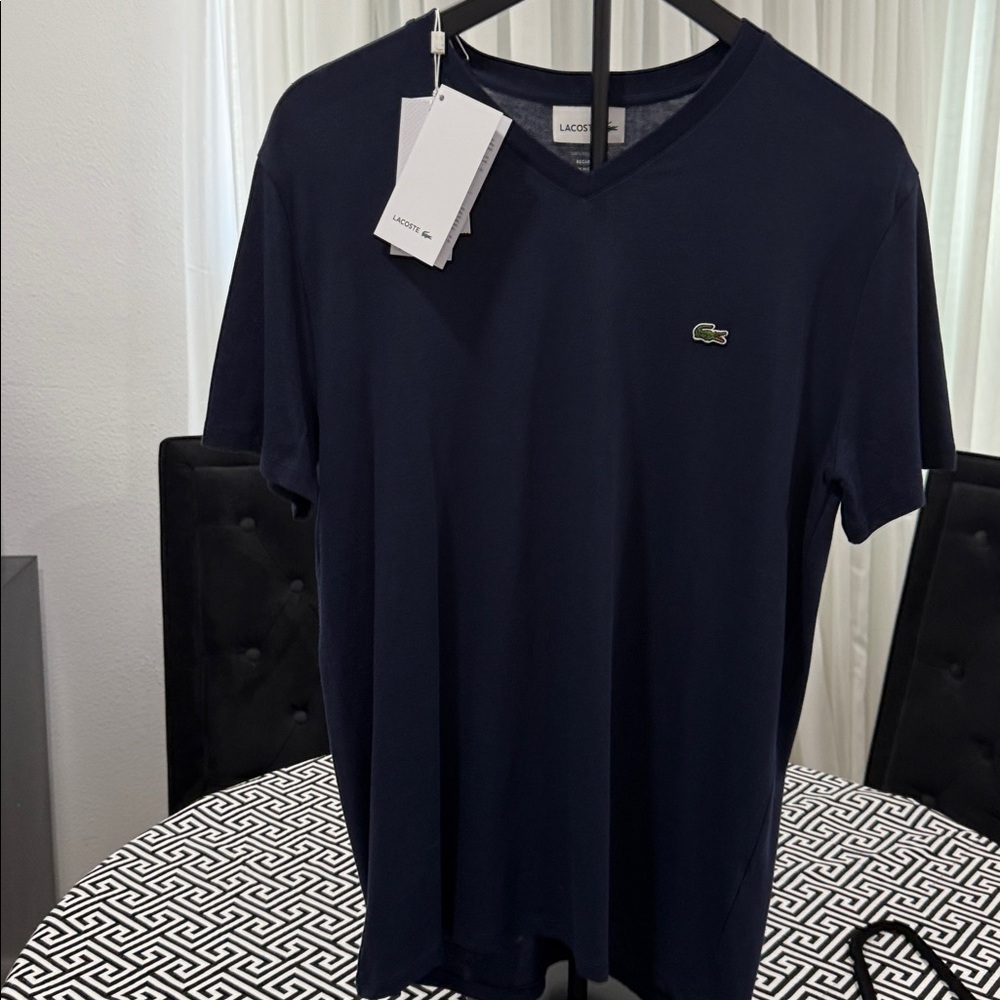Lacoste Dark Blue V-Neck Tee